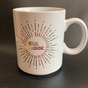 Love Your Mug Hello Sunshine Starburst 18 Ounce Gold White Ceramic Happy Mug